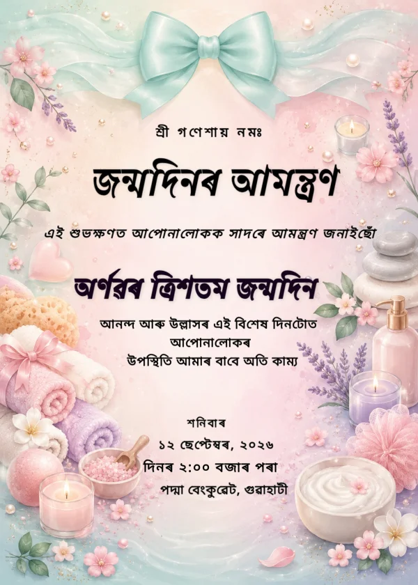 Assamese Floral Birthday Celebration Invite Template — Birthday invitation card template