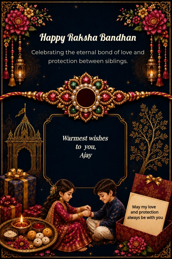 Midnight Blue Rakhi Celebration Invite Template — Raksha Bandhan invitation card template