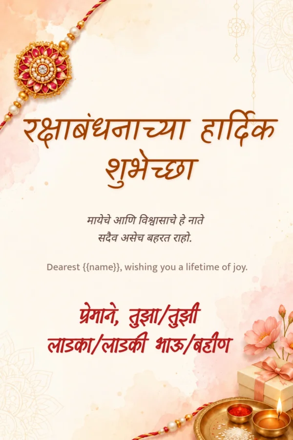 Terracotta Floral Marathi Raksha Bandhan Invite — Raksha Bandhan invitation card template