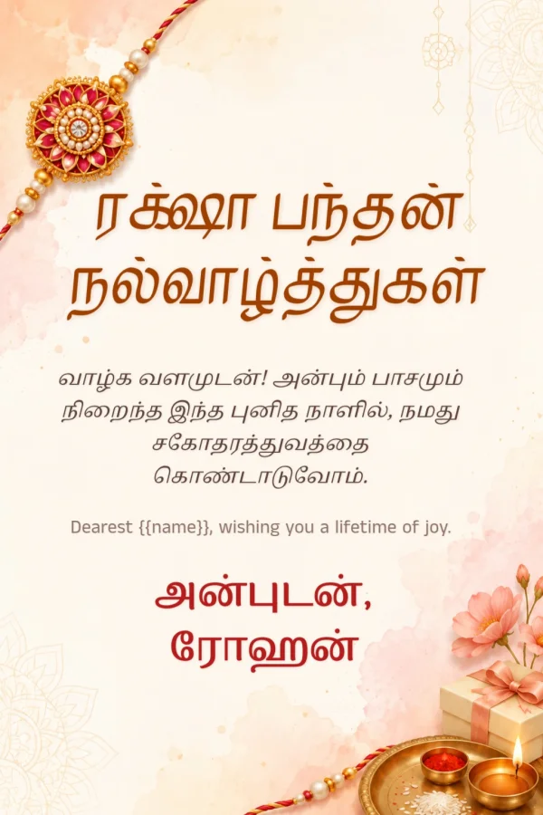 Marigold Border Tamil Raksha Bandhan Design — Raksha Bandhan invitation card template