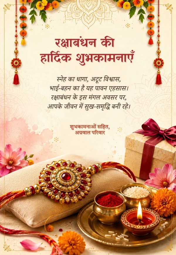 Terracotta Marigold Raksha Bandhan Hindi Greeting — Raksha Bandhan invitation card template