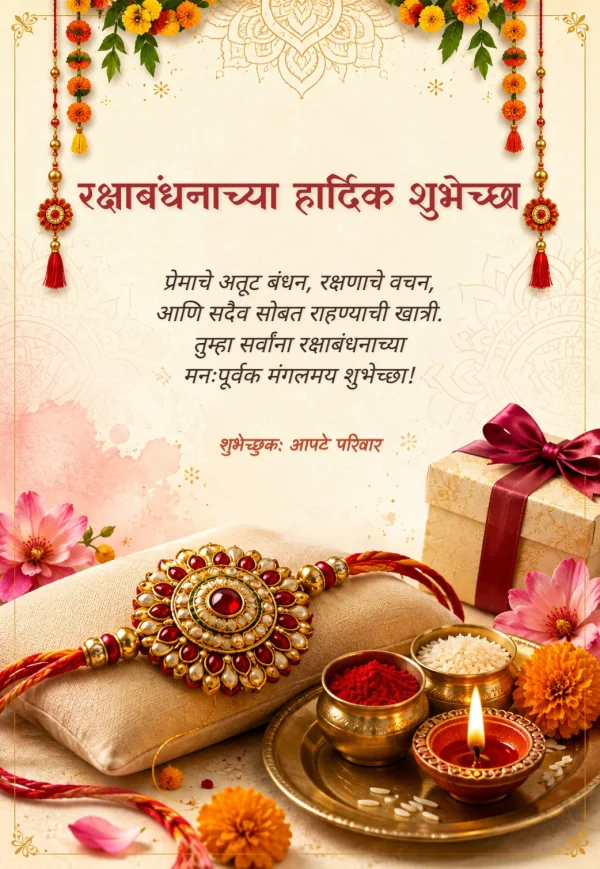 Terracotta Marigold Marathi Raksha Bandhan Design — Raksha Bandhan invitation card template