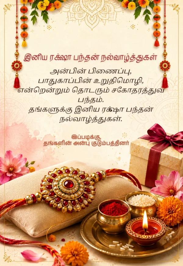 Marigold Garland Tamil Raksha Bandhan Design — Raksha Bandhan invitation card template
