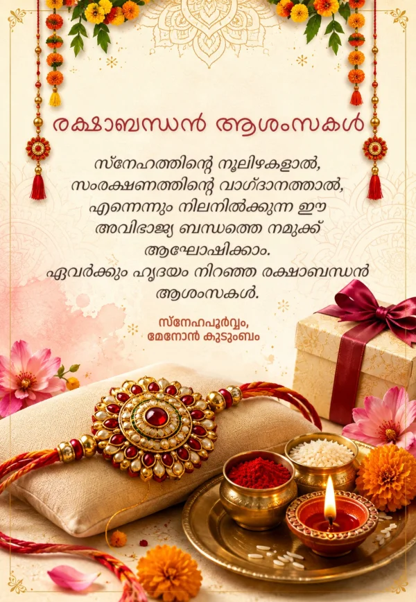 Marigold Floral Malayalam Raksha Bandhan Invite — Raksha Bandhan invitation card template
