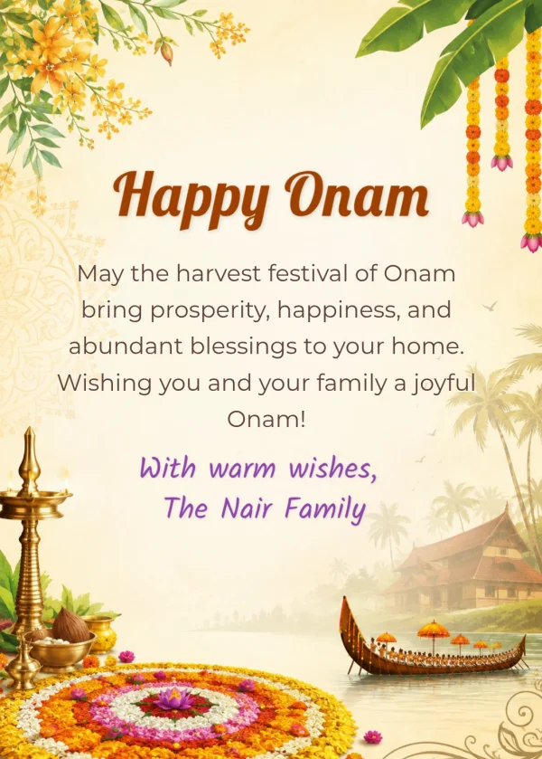 Marigold Pookalam Onam Celebration Invite Template — Onam invitation card template