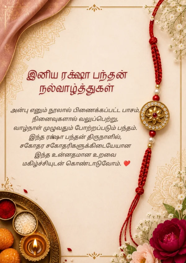 Golden Rakhi Thread Tamil Raksha Bandhan Greeting — Raksha Bandhan invitation card template