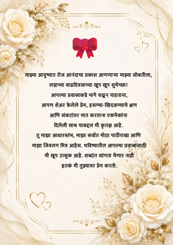 Floral Frame Marathi Anniversary Greeting Card — Anniversary invitation card template