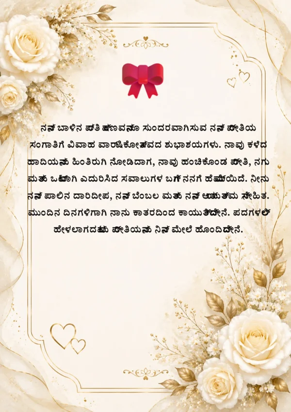 Kannada Anniversary Floral Greeting Card — Anniversary invitation card template