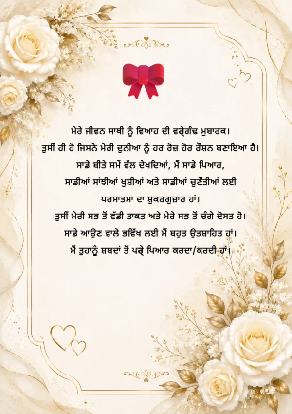 Floral Rose Punjabi Anniversary Greeting Card — Anniversary invitation card template