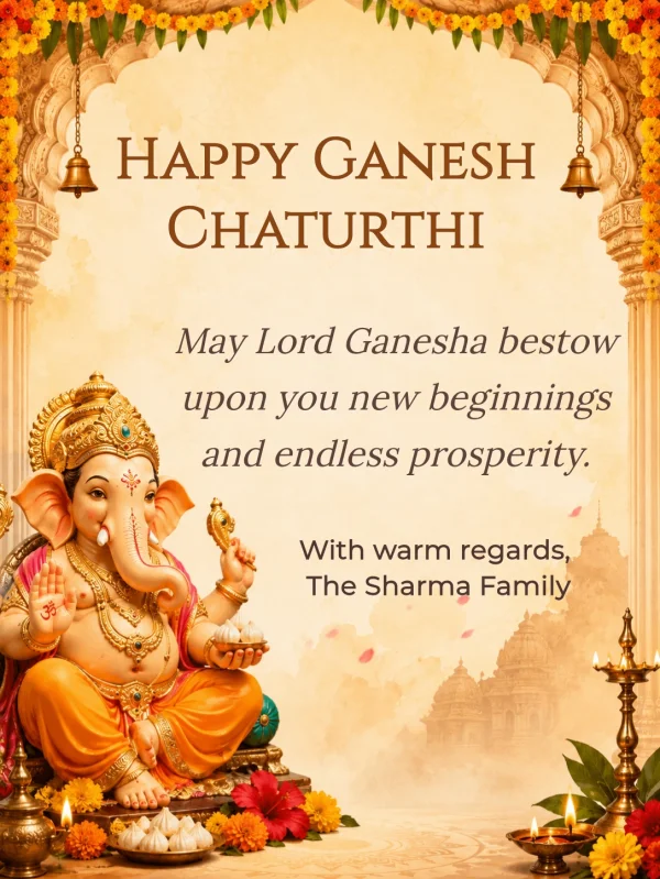 Floral Mandap Ganesh Chaturthi Card — Ganesh Chaturthi invitation card template