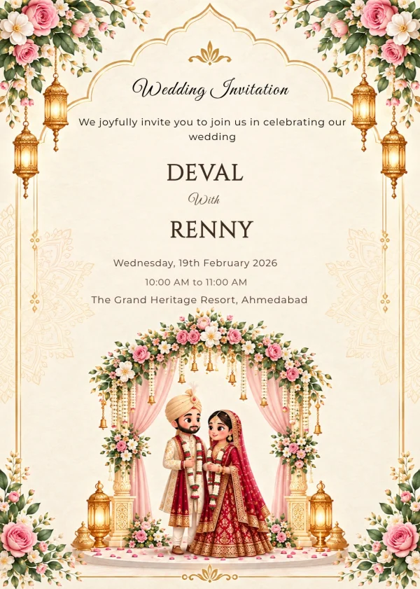 Premium Indian Wedding Invitation Card – Elegant Floral Wedding Design — Wedding invitation card template