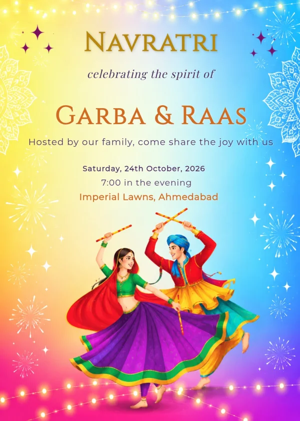 Navratri Garba Night Invitation Card Template — Navratri invitation card template