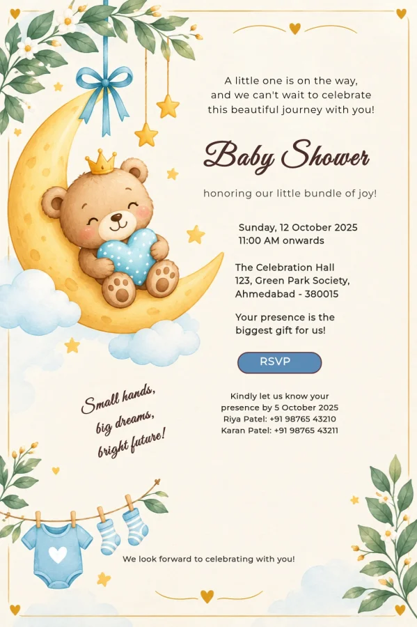 Baby Shower Invitation Card | Beautiful Digital Baby Shower Invites — Baby Shower invitation card template